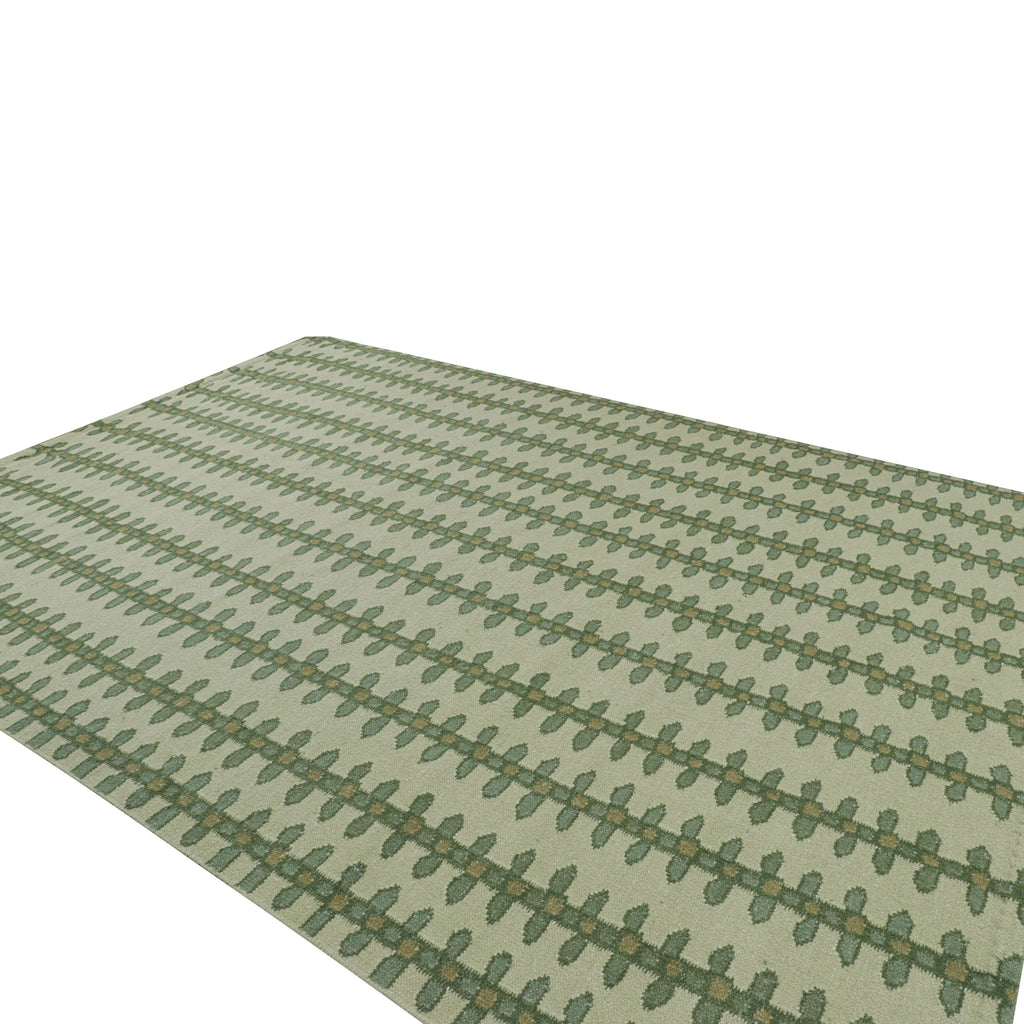 Green Swedish Inspired Flatweave Wool Rug - 10'1" x 14'