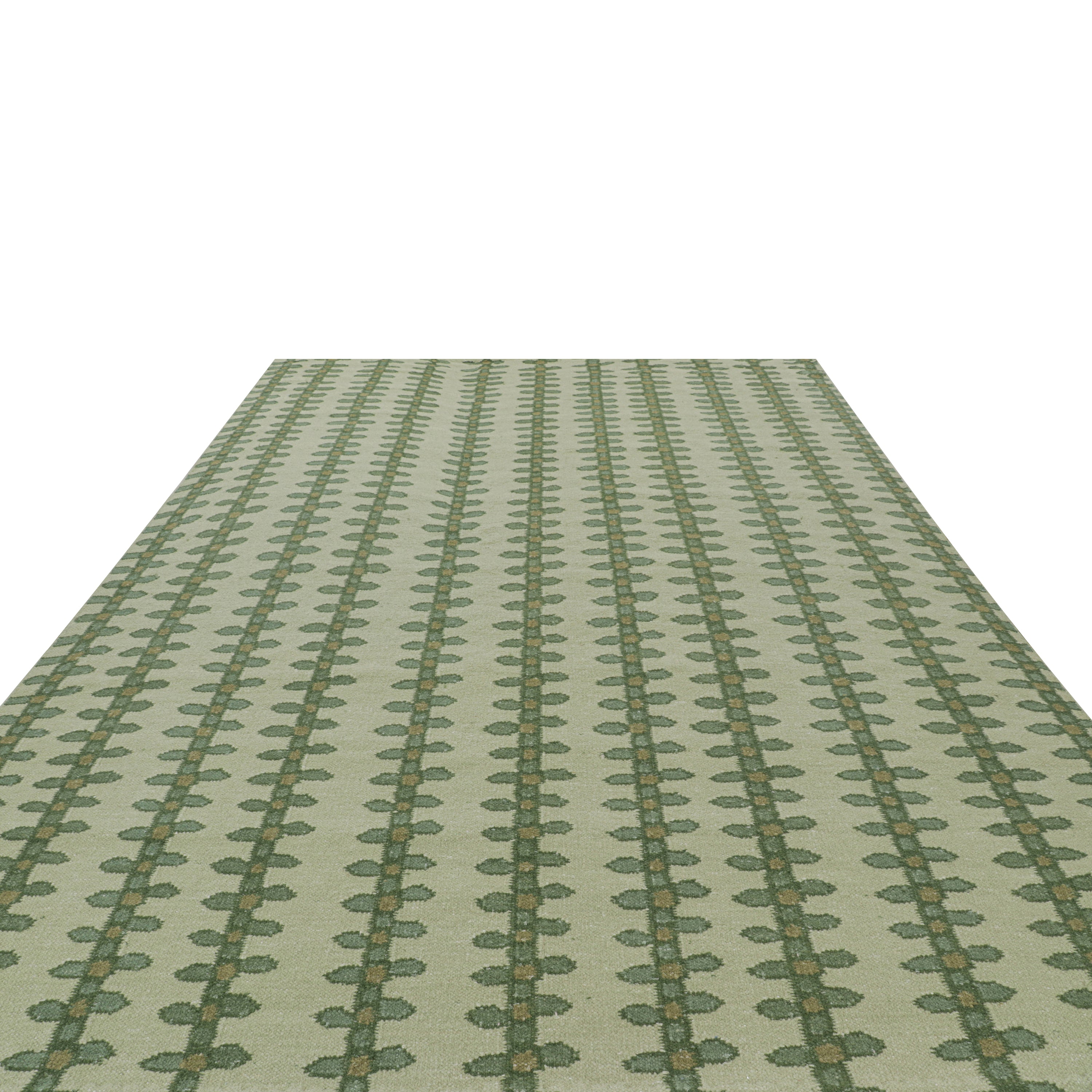 Green Swedish Inspired Flatweave Wool Rug - 10'1" x 14'