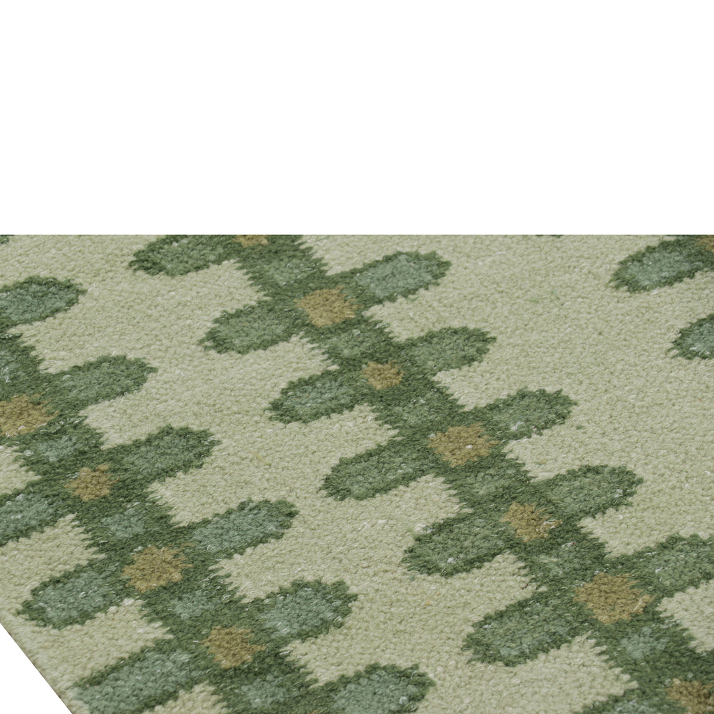 Green Swedish Inspired Flatweave Wool Rug - 10'1" x 14'