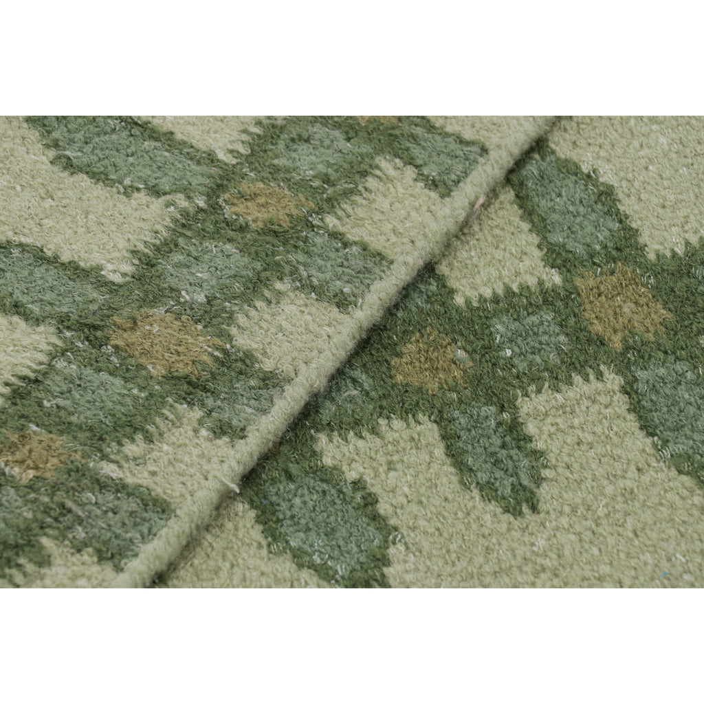 Green Swedish Inspired Flatweave Wool Rug - 10'1" x 14'