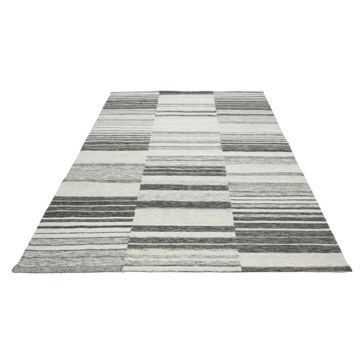 Grey Swedish Inspired Dhurrie Wool Rug - 8' x 10'