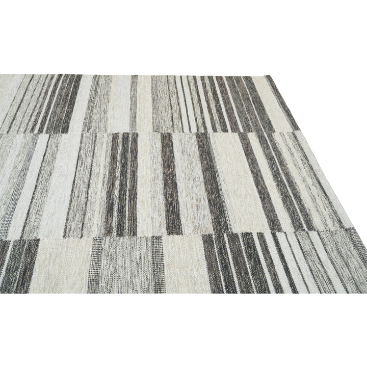 Grey Swedish Inspired Dhurrie Wool Rug - 8' x 10'