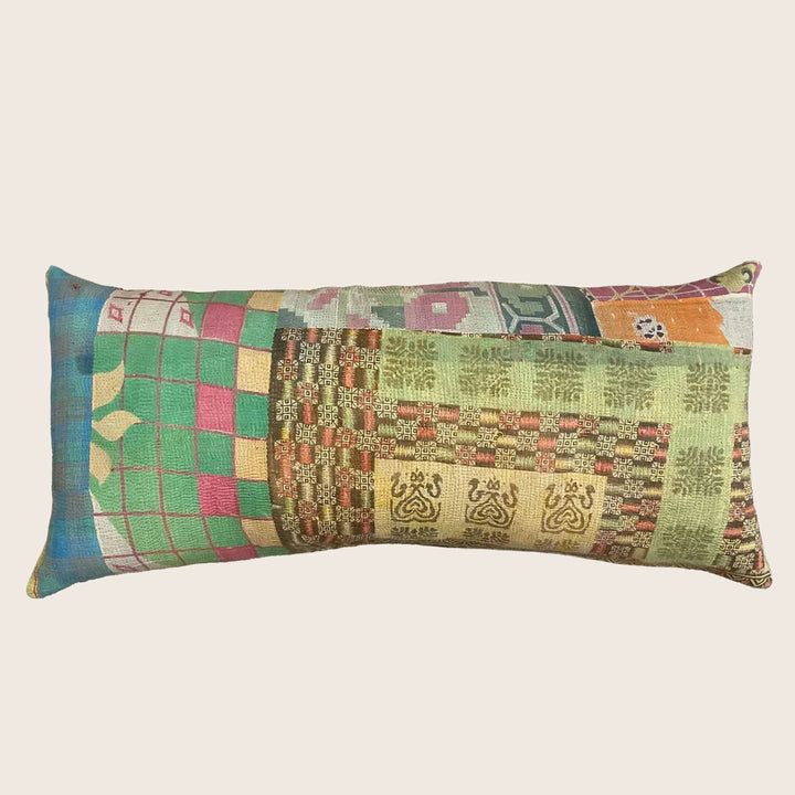 Image for Vintage Garden Patch Kantha Lumbar Pillow