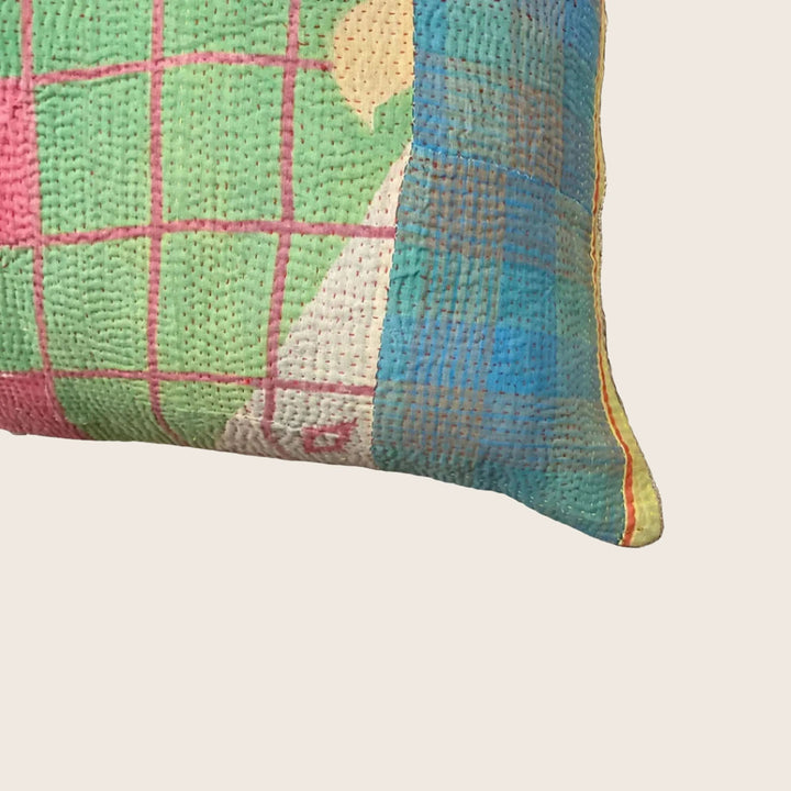 Image for Vintage Garden Patch Kantha Lumbar Pillow
