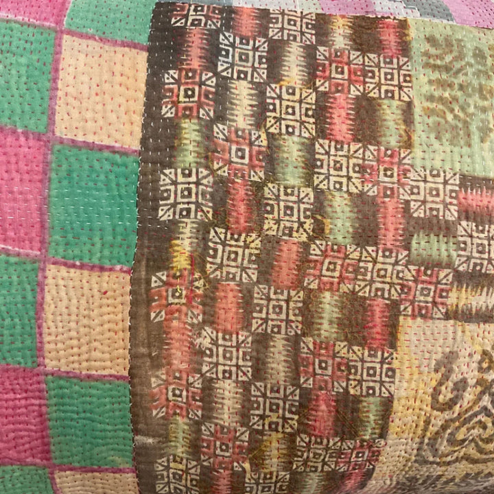 Image for Vintage Garden Patch Kantha Lumbar Pillow