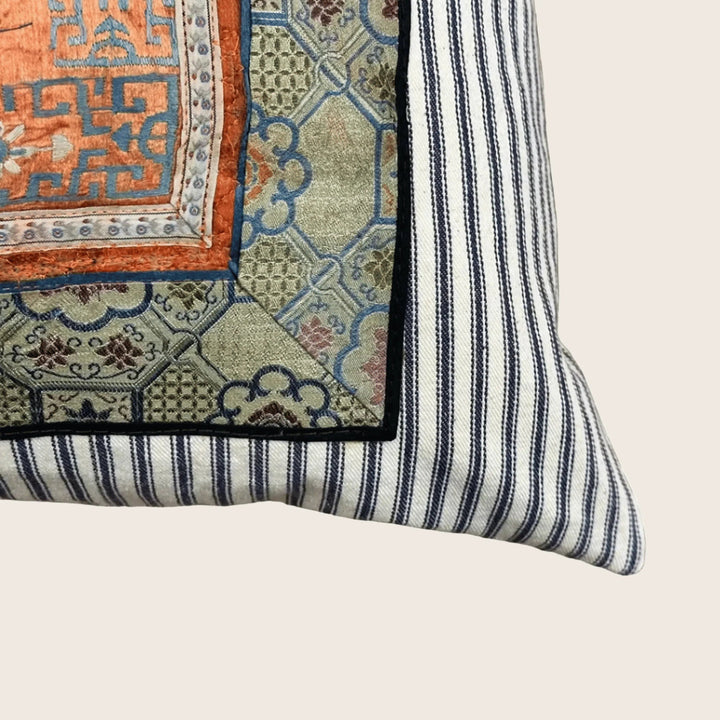 Image for Antique Silk Embroidered Qing Dynasty Pillow