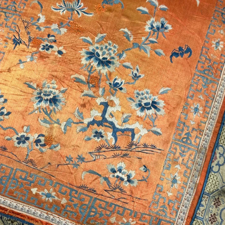 Image for Antique Silk Embroidered Qing Dynasty Pillow
