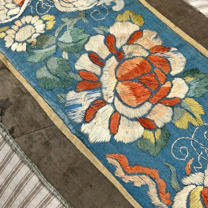 Image for Antique Silk Embroidered Qing Dynasty Lumbar Pillow