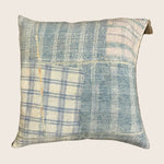 Vintage Indigo Plaid Kantha Pillow
