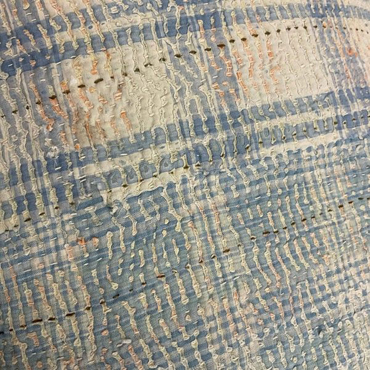 Image for Vintage Indigo Plaid Kantha Lumbar Pillow