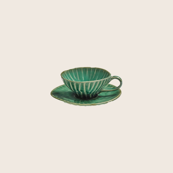 Green Verde Lanza Espresso Cup Saucer, Set of 2