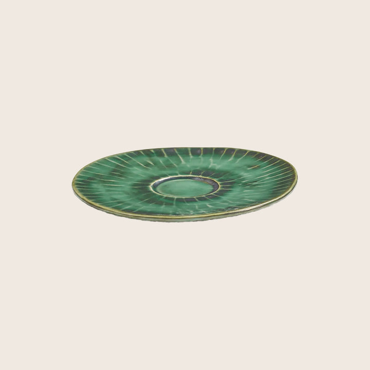 Green Verde Lanza Cappuccino Cup Saucer, Set of 2