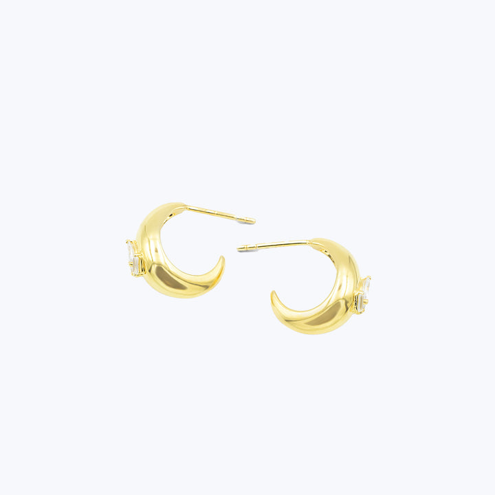 Image for Small 18k Curve Earrings with Diamonds
