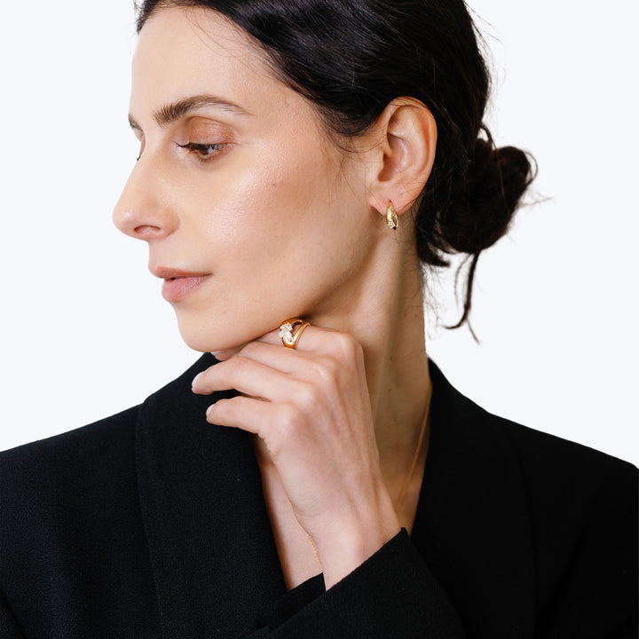 Image for Small 18k Curve Earrings with Diamonds