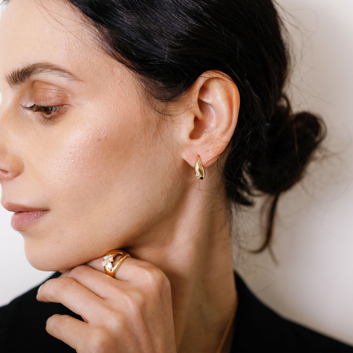 Image for Small 18k Curve Earrings with Diamonds