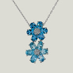 Image for 18KWG, Aquamarine, Diamond Double-Flower Pendant