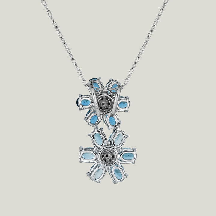 Image for 18KWG, Aquamarine, Diamond Double-Flower Pendant