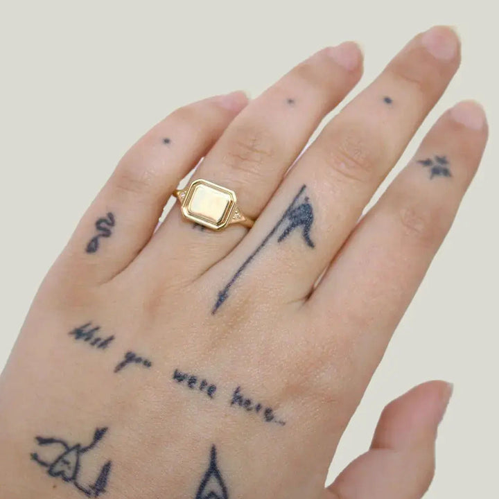 Image for Contemporary Edwardian Ring with Gold Inlay and Diamonds