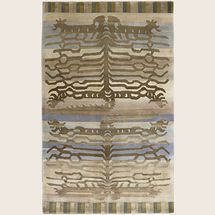 Image for Brown Blue Alchemy Transitional Wool Silk Blend Rug - 4'0" x 6'6"
