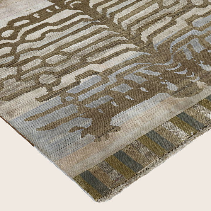 Image for Brown Blue Alchemy Transitional Wool Silk Blend Rug - 4'0" x 6'6"