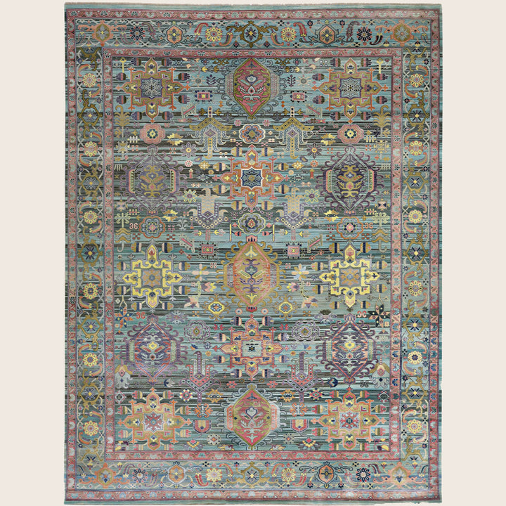 Image for Blue Multi Alchemy Traditional Wool Silk Blend Rug - 9'0" x 12'1"