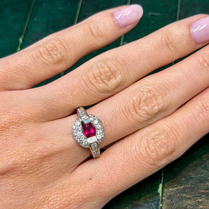 Vintage 14K White Gold 0.64 ct. Ruby and Diamond Ring