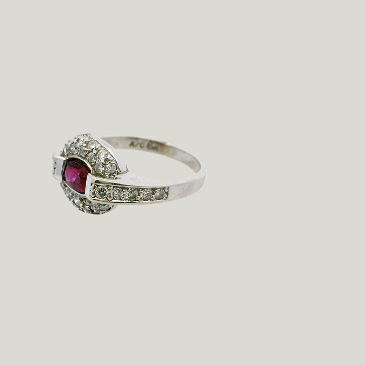 Vintage 14K White Gold 0.64 ct. Ruby and Diamond Ring