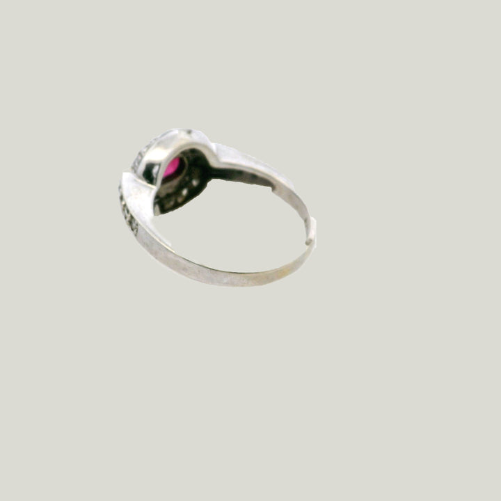 Vintage 14K White Gold 0.64 ct. Ruby and Diamond Ring