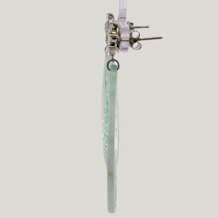 Platinum Jade and Diamond Earrings