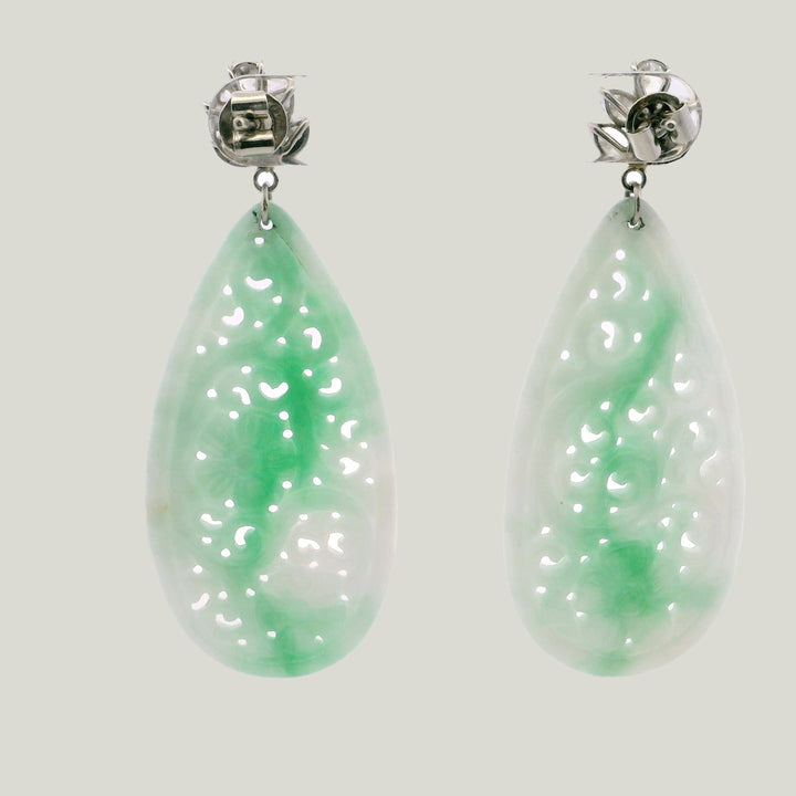 Platinum Jade and Diamond Earrings