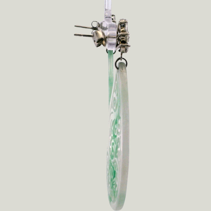 Platinum Jade and Diamond Earrings