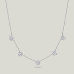18K White Gold Diamond Cluster Fringe Necklace