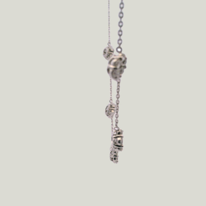 18K White Gold Diamond Cluster Fringe Necklace