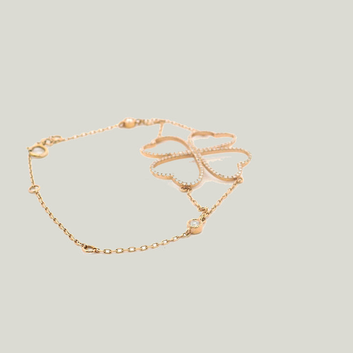 14K Rose Gold Diamond Clover Bracelet