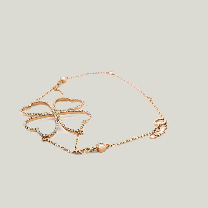 14K Rose Gold Diamond Clover Bracelet