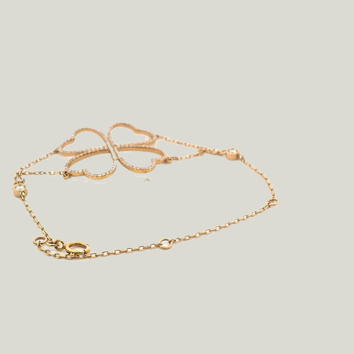 14K Rose Gold Diamond Clover Bracelet