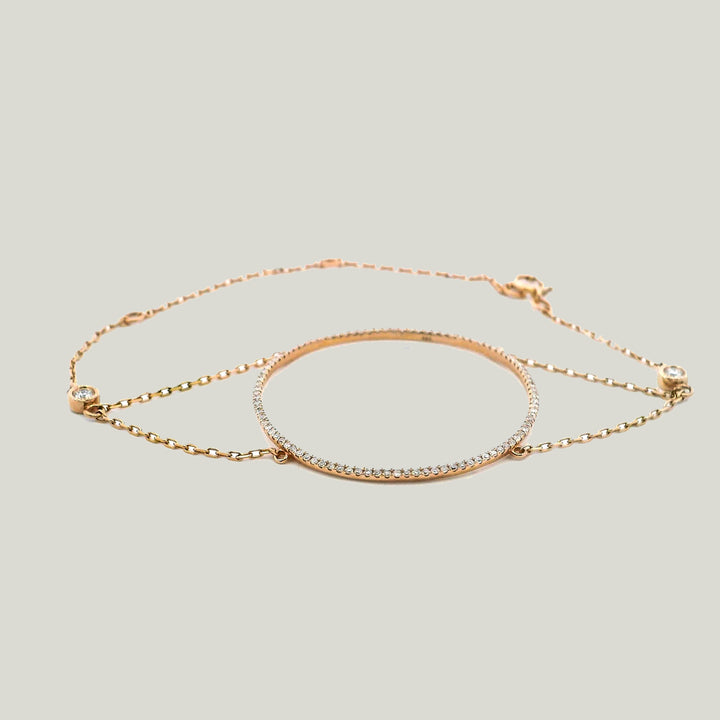 14K Rose Gold Diamond Circle Bracelet