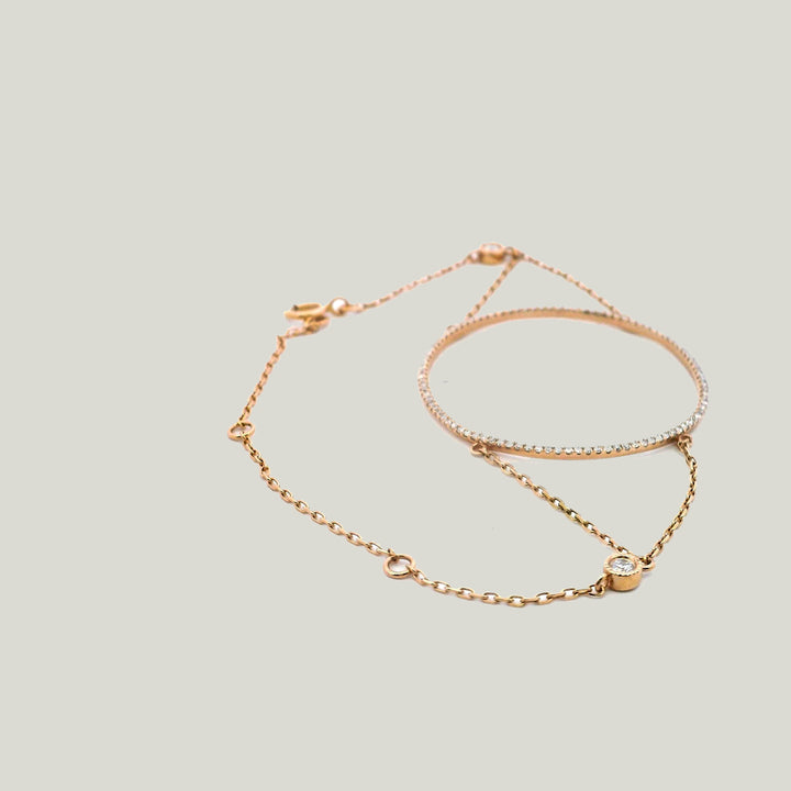 14K Rose Gold Diamond Circle Bracelet