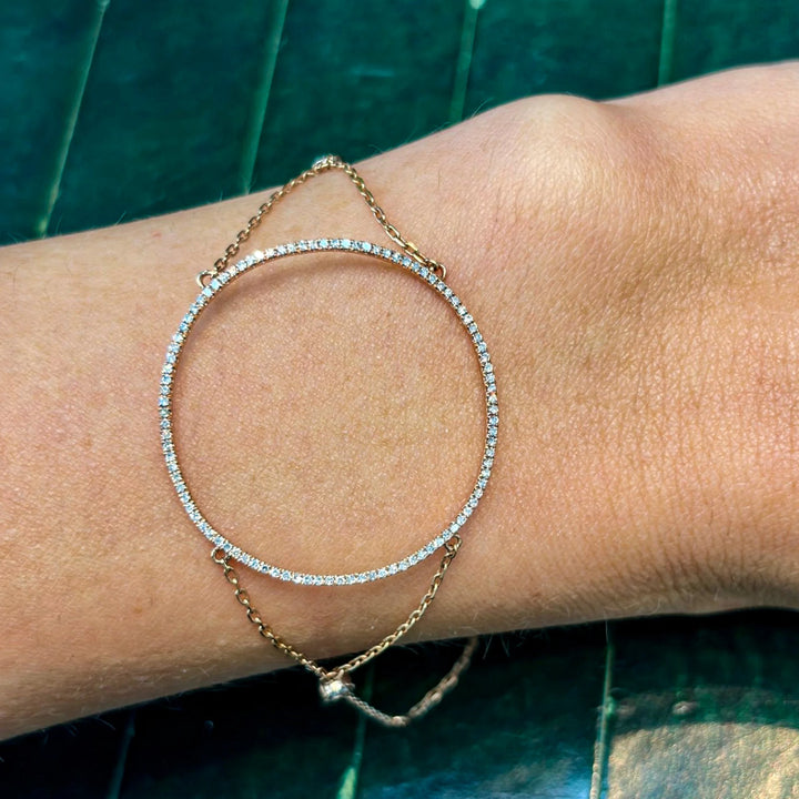 14K Rose Gold Diamond Circle Bracelet