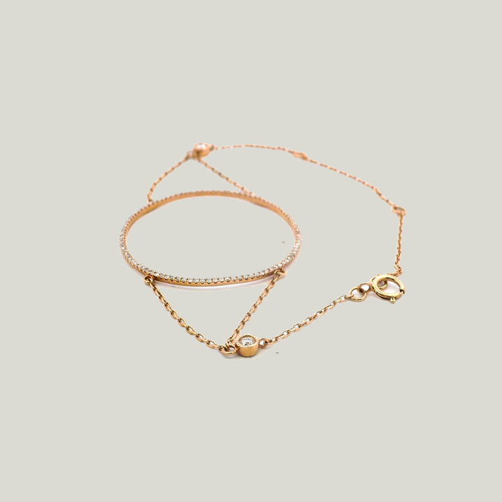 14K Rose Gold Diamond Circle Bracelet