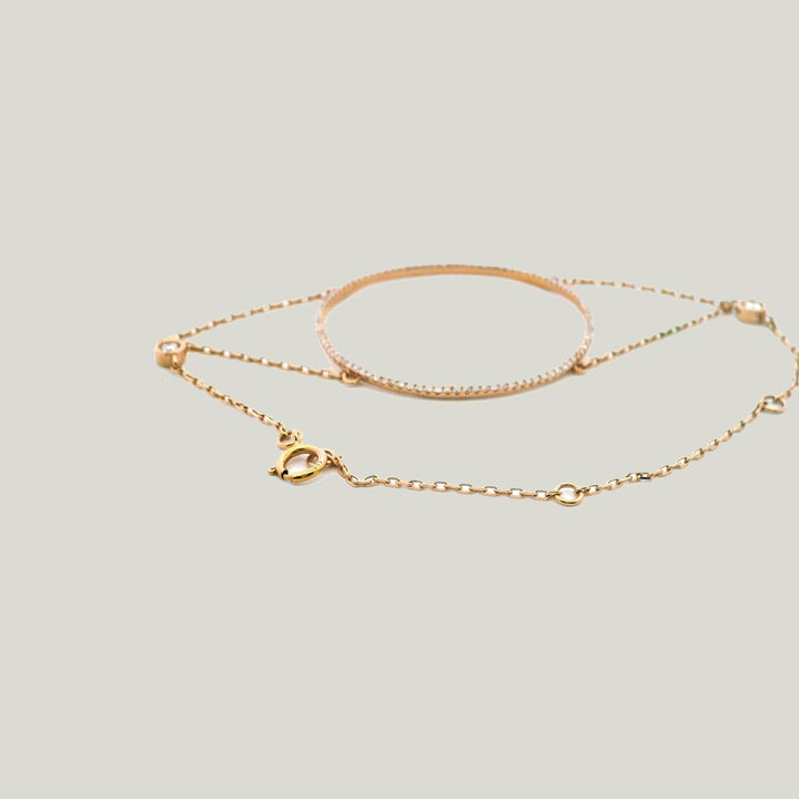 14K Rose Gold Diamond Circle Bracelet