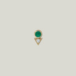 14K Yellow Gold Cléo Deco Emerald and Diamond Single Stud