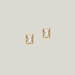 14K Yellow Gold Cléo Clear Topaz Carré Baguette Studs
