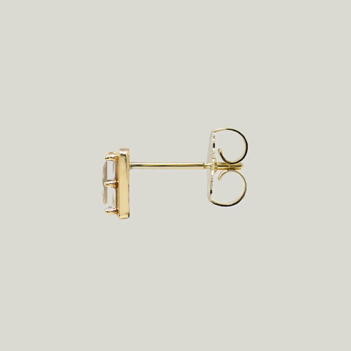 14K Yellow Gold Cléo Clear Topaz Carré Baguette Studs