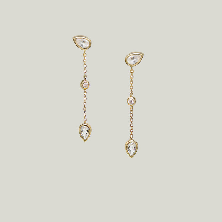 14K Yellow Gold Cléo Eliana Clear Topaz Vine Earring