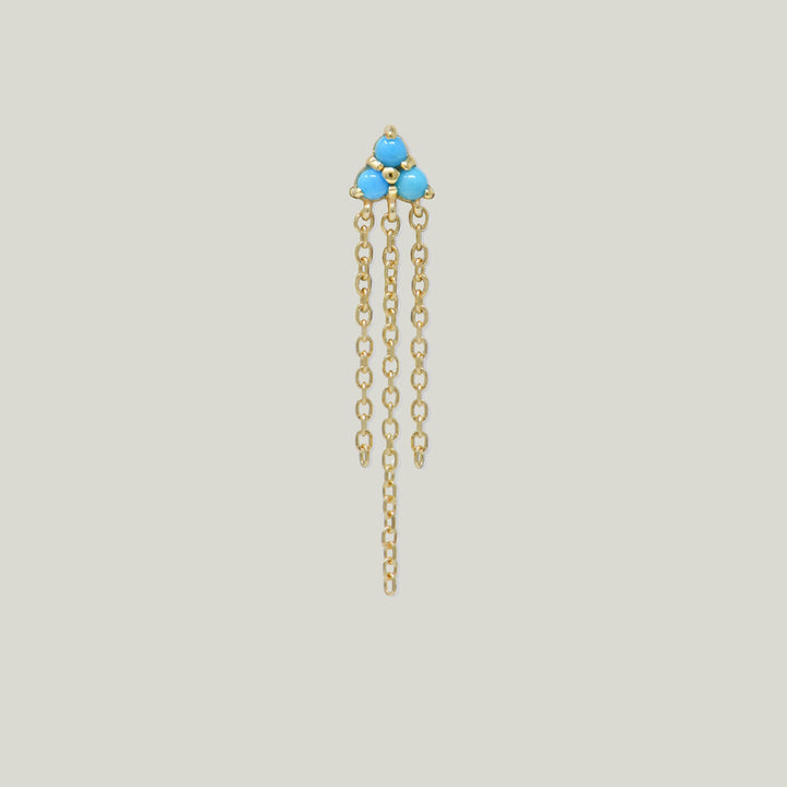 14K Yellow Gold Cléo Shana Turquoise Mini Fringe Single Earring