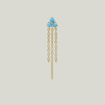 14K Yellow Gold Cléo Shana Turquoise Mini Fringe Single Earring