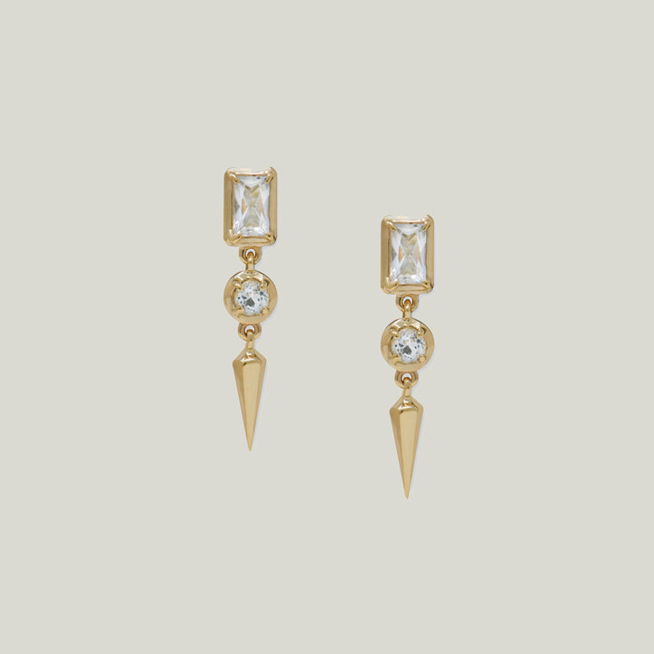 14K Yellow Gold Mélia Anna Baguette and Spike Earring Pair