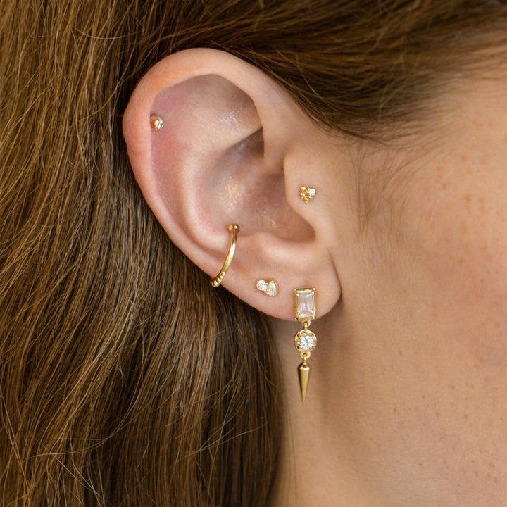 14K Yellow Gold Mélia Anna Baguette and Spike Earring Pair