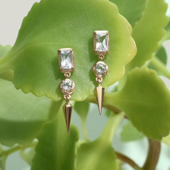 14K Yellow Gold Mélia Anna Baguette and Spike Earring Pair